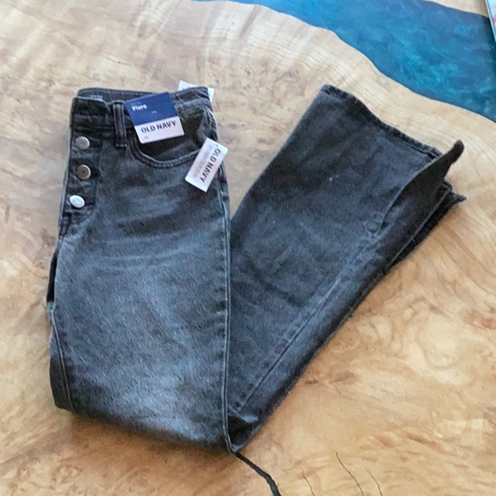 Old Navy Girls Black High-Rise Flare Jeans Size 14 - NWT